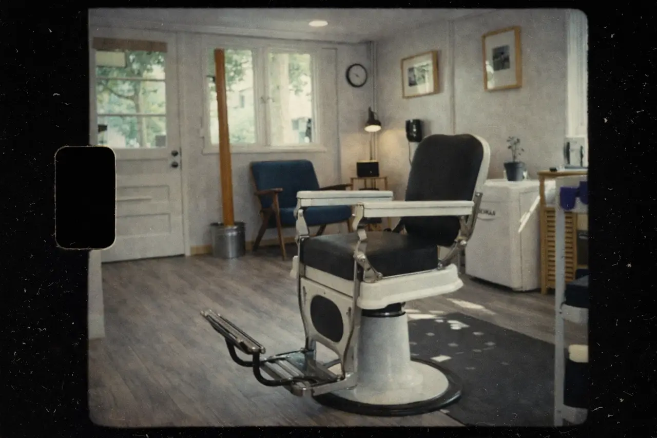 Barber Brand interior, Super 8 film still